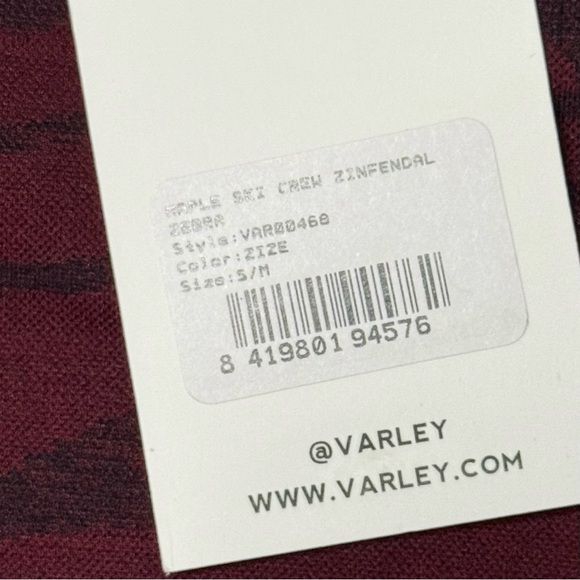 Varley NWT Base Layer Maple Ski Crew Zinfandel Zebra Stripe Long Sleeve Size S - Picture 7 of 7